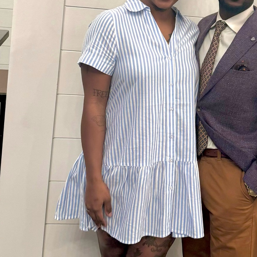 Striped Blue and White Dress